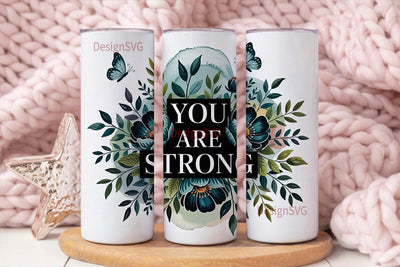 Teal Floral & Butterfly 20oz Tumbler Sublimation DesignSVG 