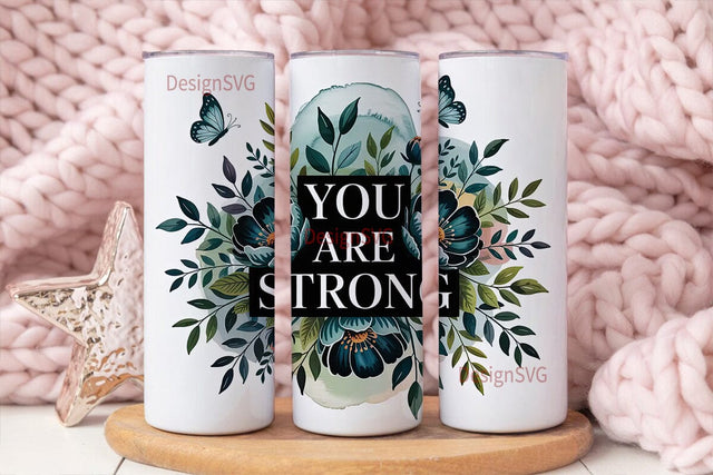 Teal Floral & Butterfly 20oz Tumbler Sublimation DesignSVG 
