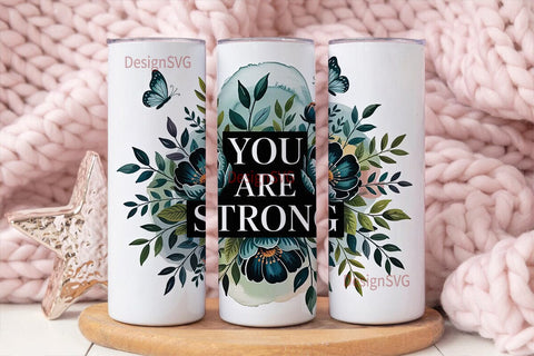 Teal Floral & Butterfly 20oz Tumbler Sublimation DesignSVG 
