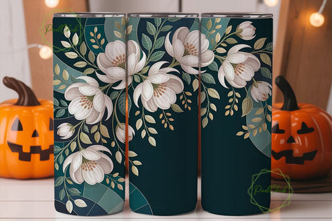 Teal Floral Mosaic 20oz Tumbler Wrap Sublimation PixelChick 