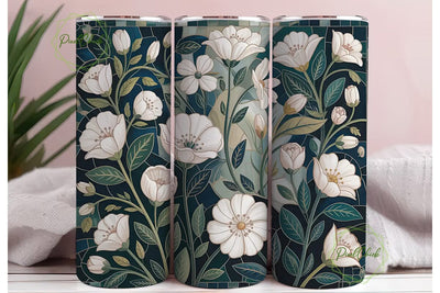Teal Floral Mosaic 20oz Tumbler Wrap Sublimation PixelChick 