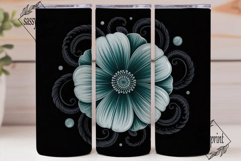 Teal Floral Paisley 20oz Tumbler Wrap Sublimation sassyprint 