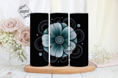 Teal Floral Paisley 20oz Tumbler Wrap Sublimation sassyprint 