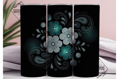 Teal Floral Paisley 20oz Tumbler Wrap Sublimation sassyprint 