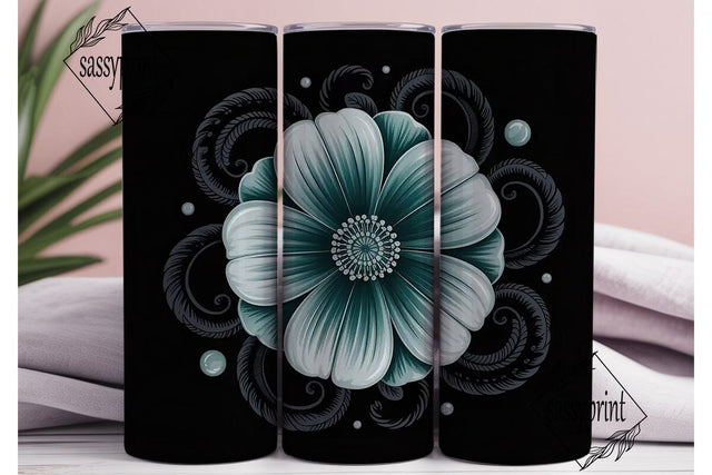 Teal Floral Paisley 20oz Tumbler Wrap Sublimation sassyprint 