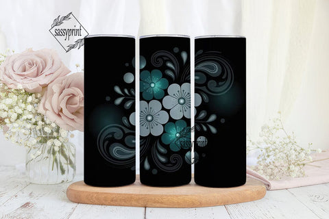 Teal Floral Paisley 20oz Tumbler Wrap Sublimation sassyprint 