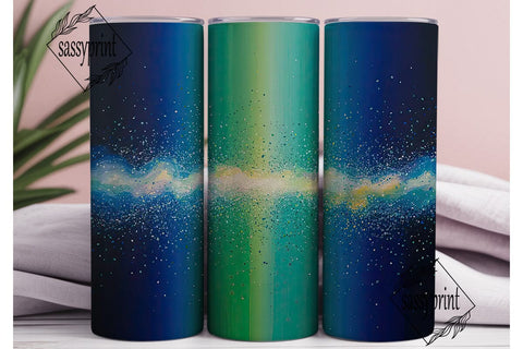 Teal Galaxy Stardust Glitter 20oz Wrap Sublimation sassyprint 