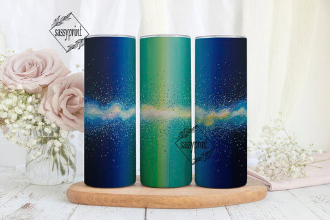 Teal Galaxy Stardust Glitter 20oz Wrap Sublimation sassyprint 