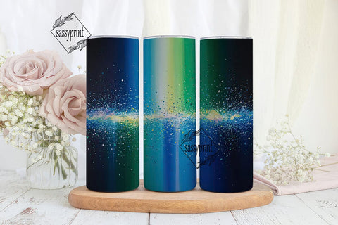 Teal Galaxy Stardust Glitter 20oz Wrap Sublimation sassyprint 