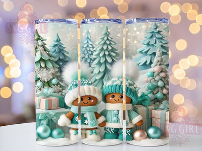 Teal Gingerbread Christmas Tumbler, Gingerbread Wrap, 20oz Tumbler Sublimation, Festive Holiday Cookie Design, Modern Christmas Sublimation, Sweet Winter Tumbler, Pastel Holiday Wrap Sublimation SvggirlplusArt 