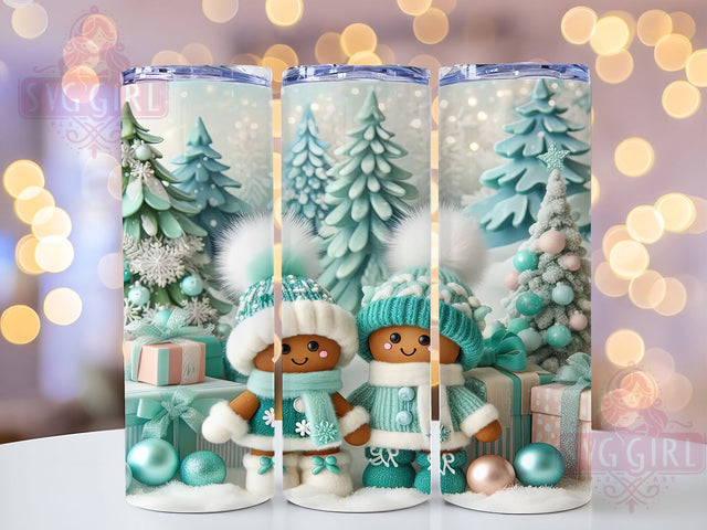 Teal Gingerbread Christmas Tumbler, Gingerbread Wrap, 20oz Tumbler Sublimation, Festive Holiday Cookie Design, Modern Christmas Sublimation, Sweet Winter Tumbler, Pastel Holiday Wrap Sublimation SvggirlplusArt 