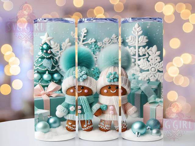 Teal Gingerbread Christmas Tumbler, Gingerbread Wrap, 20oz Tumbler Sublimation, Festive Holiday Cookie Design, Modern Christmas Sublimation, Sweet Winter Tumbler, Pastel Holiday Wrap Sublimation SvggirlplusArt 