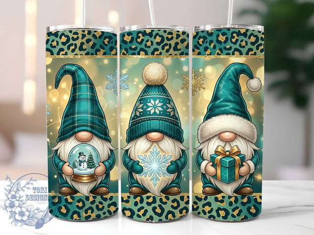 Teal Glam Winter Gnomes 20oz Tumbler, Teal Glam Gnome, Winter Gnome, Gnome Tumbler, 20oz Tumbler, Teal Tumbler, Glam Gnome, Tumbler Wrap Sublimation ToriDesigns 