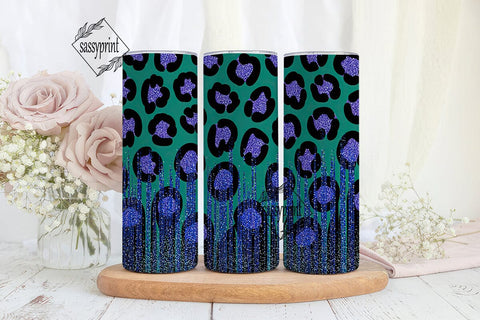 Teal Glitter Leopard Print 20oz Tumbler Sublimation sassyprint 