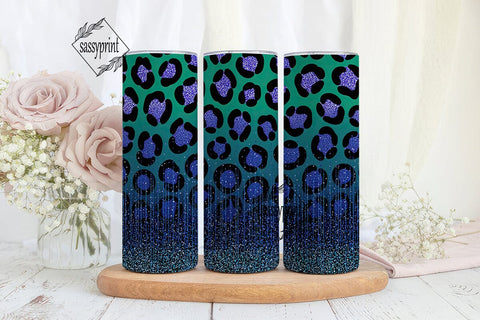 Teal Glitter Leopard Print 20oz Tumbler Sublimation sassyprint 