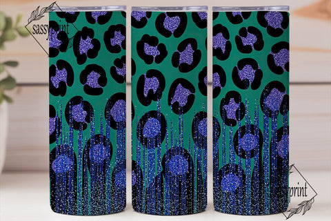 Teal Glitter Leopard Print 20oz Tumbler Sublimation sassyprint 