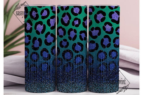Teal Glitter Leopard Print 20oz Tumbler Sublimation sassyprint 