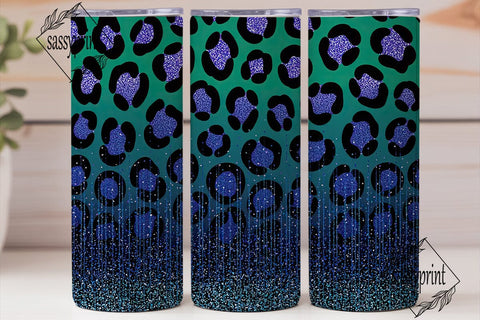 Teal Glitter Leopard Print 20oz Tumbler Sublimation sassyprint 