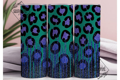 Teal Glitter Leopard Print 20oz Tumbler Sublimation sassyprint 