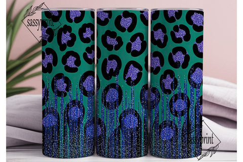 Teal Glitter Leopard Print 20oz Tumbler Sublimation sassyprint 