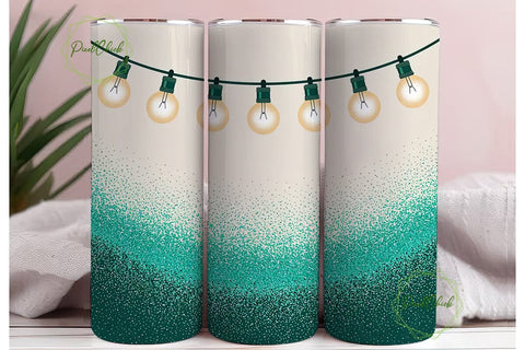 Teal Glitter String Lights 20oz Tumbler Sublimation PixelChick 