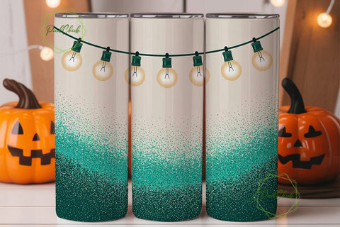 Teal Glitter String Lights 20oz Tumbler Sublimation PixelChick 