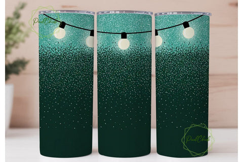 Teal Glitter String Lights 20oz Tumbler Sublimation PixelChick 