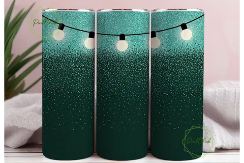 Teal Glitter String Lights 20oz Tumbler Sublimation PixelChick 