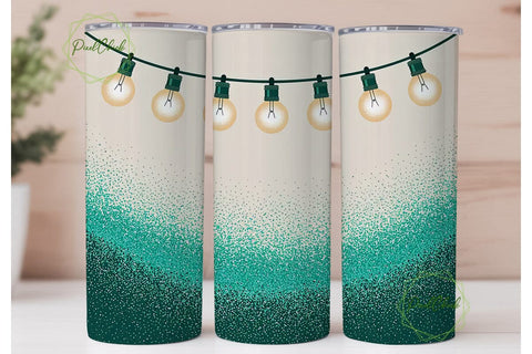 Teal Glitter String Lights 20oz Tumbler Sublimation PixelChick 