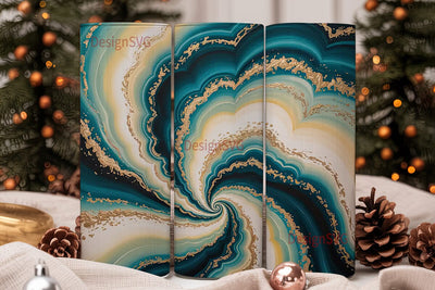Teal Gold Agate 20oz Tumbler Wrap Sublimation DesignSVG 