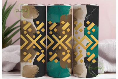 Teal & Gold Chevron 20oz Tumbler Wrap Sublimation PixelChick 