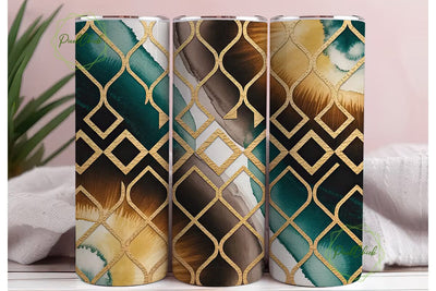 Teal & Gold Chevron 20oz Tumbler Wrap Sublimation PixelChick 