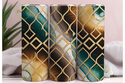 Teal & Gold Chevron 20oz Tumbler Wrap Sublimation PixelChick 