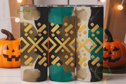 Teal & Gold Chevron 20oz Tumbler Wrap Sublimation PixelChick 