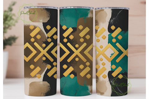 Teal & Gold Chevron 20oz Tumbler Wrap Sublimation PixelChick 