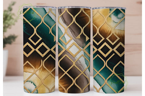 Teal & Gold Chevron 20oz Tumbler Wrap Sublimation PixelChick 