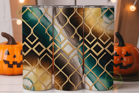 Teal & Gold Chevron 20oz Tumbler Wrap Sublimation PixelChick 