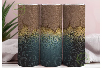 Teal & Gold Cowhide Tumbler Wrap Sublimation PixelChick 
