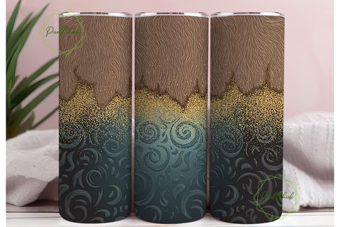 Teal & Gold Cowhide Tumbler Wrap Sublimation PixelChick 