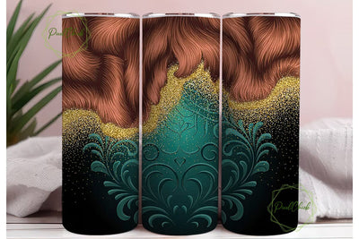 Teal & Gold Cowhide Tumbler Wrap Sublimation PixelChick 