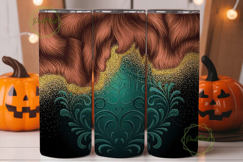 Teal & Gold Cowhide Tumbler Wrap Sublimation PixelChick 