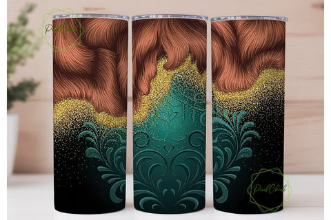Teal & Gold Cowhide Tumbler Wrap Sublimation PixelChick 