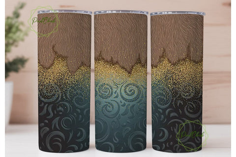 Teal & Gold Cowhide Tumbler Wrap Sublimation PixelChick 