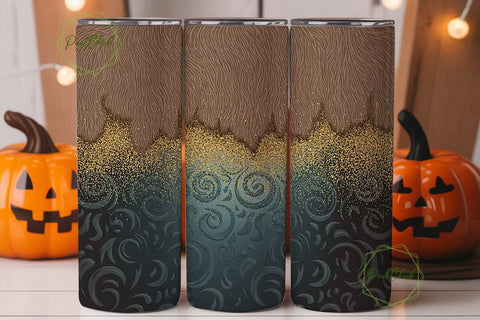 Teal & Gold Cowhide Tumbler Wrap Sublimation PixelChick 