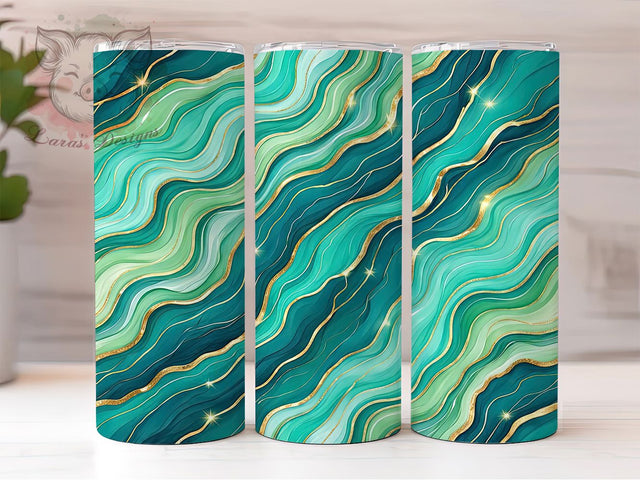 Teal Gold Marble 20oz Tumbler, Aqua Stone, Metallic Veins, Luxe Texture, Elegant Swirl, Modern Chic, Vibrant Geology, Sublimation Wrap Sublimation Lara' s Designs 