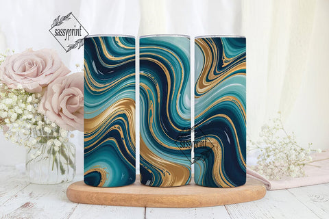Teal & Gold Marble 20oz Tumbler Wrap Sublimation sassyprint 
