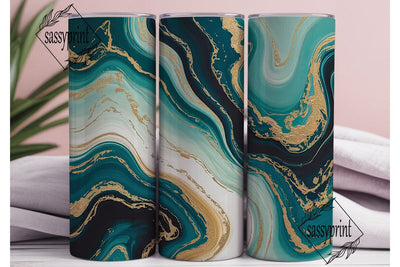 Teal & Gold Marble 20oz Tumbler Wrap Sublimation sassyprint 