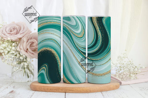 Teal & Gold Marble 20oz Tumbler Wrap Sublimation sassyprint 