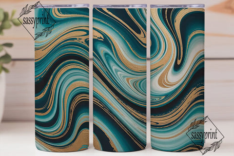 Teal & Gold Marble 20oz Tumbler Wrap Sublimation sassyprint 