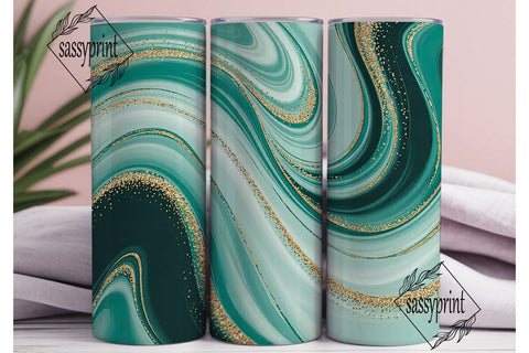 Teal & Gold Marble 20oz Tumbler Wrap Sublimation sassyprint 